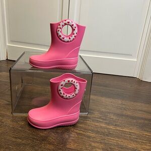 Okabashi Toddler Kendall Rain Boots With Heart Accents Size6 Color Princess Pink